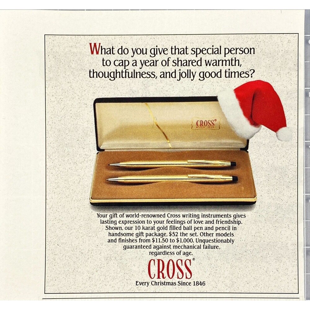 CROSS Writing Instruments *What to give that special person X-Mas Print Ad 1986